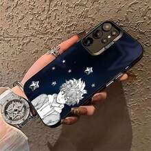 Funda para teléfono con silueta estrellada Compatible con  17  16 Pro Max  15 Pro Max  13 y  12 Diseño con textura de lichi blanco mate A prueba de caídas y arañazos Un regalo perfecto para familiares, amigos y seres queridos - Negro - Ver 3