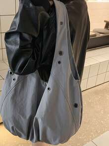 Dedoo 韩版尼龙独特单肩斜挎包，女士时尚通勤休闲单肩包 - 灰色 - 查看 5