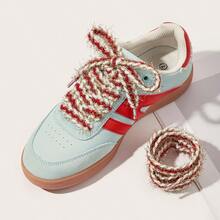 1双120厘米彩色金属丝无弹力装饰鞋带，适用于运动鞋、靴子和冰鞋，时尚鞋履配件/仅含鞋带，不含鞋子 - 紅色 - 查看 7