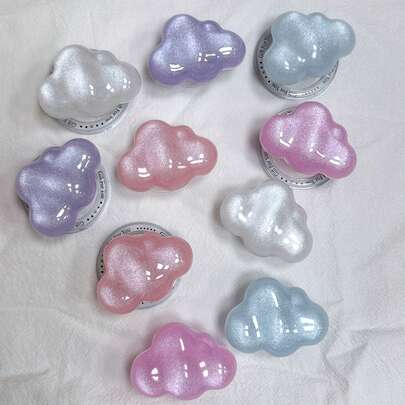 Glitter Cloud Pattern Phone Holder, Adhesive & Magnetic Options, Suitable For All Phones, Air Cushion Desktop Stand
