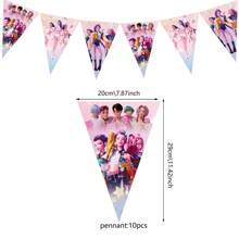 10pcs Huntrix K-Pop Witch Hunter Triangle Flags (10pcs, 20cm/7.87in X 29cm/11.42in) - Anime Character Themed Party Decorative Triangle Pennants, Suitable For Halloween, Thanksgiving, Christmas, Valentine's Day, Birthday Celebrations, Gifts For Teens And Adults - Multicolor - View 8