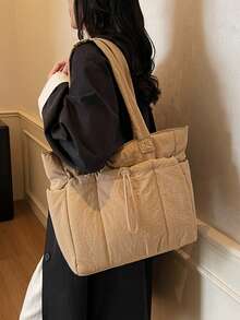 2025 New Large Capacity Tote Bag For Women, Minimalist Design Commuter Bag, Student Shoulder Bag, Casual Handbag - Multicolor - View 4