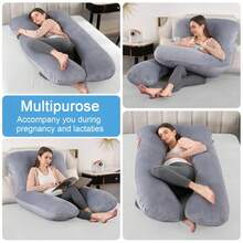 Pregnancy Pillows For Sleeping, Full Body Pillow, Large U Shaped Full Body Pillow, Ultra Soft Pillow With Removable Cover, Velvet, Pregnant Pillow Sleeping, Sleep Comfort Pillow, U Shaped Body Nursing Pillow, Full Body Support Pillow For Pregnancy With Removable Washable Cover,140x70cm - ALMOHADA-U-NEGRO - 查看 4