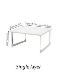 可扩展单/双层水槽收纳架套装 - 多功能置物架，适用于厨房和浴室，可放置于橱柜和台面上，白色