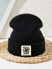 1pc Unisex Wild Spirit Knit Beanie, Couple Outdoor Sports Skiing Streetwear Warm Knit Cap, Autumn/Winter - C - View 9