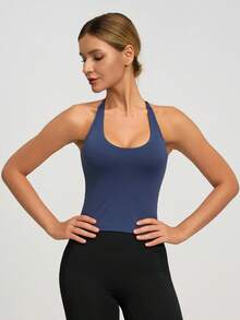 NcmRyu 1件装 女士时尚弹力可调节交叉绑带露背运动背心