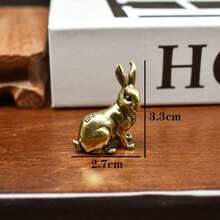 Pure Brass Vintage Distressed Little Lucky Rabbit Figurine Desktop Home Decoration Tea Pet Craft Copperware - 小福兔[朝左] - 查看 6