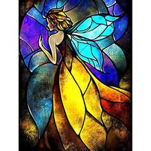 MISCER Fairy Diamond Art Kits For Adults, Glass Diamond Painting Kits For Beginners, 5D Full Drill Round Paint With Diamonds Pictures, Gem Art Painting DIY Crafts Kit Decor 12x16inch - 花-06 - 查看 1