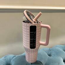 Hy,Dro,40 OZ, Black Tie, Coffee Checkered, Black And White Checkered, Red Cowhide, Western Cowboy, Pink And White Checkered, Cherry,HYDRO-40 Ounces - - Stainless Steel Portable Water Bottle, Equipped With A Straw And Handle, Double-Layer Vacuum Insulated Stainless Steel Water Bottle, High-Quality Summer Drink Container, Using Vacuum Insulation Technology, Large Capacity, Suitable For Exercise, Travel, Outdoor Activities, Fitness, Office Use, Teacher Gifts, Valentine's Day Gifts, Birthday Gifts, Thanksgiving Gifts, Christmas Gifts, Halloween Gifts, Halloween Party Gifts, Party Supplies, Etc. For Various Occasions. - 粉紅白格 - 查看 2