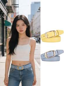 Versatile Belt, Fashionable Waist Belt, Retro Leather Belt, Minimalist Design, Suitable For Jeans And Casual Wear - Multicolor - View 6