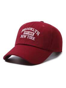 1pc Wine Red Oversized Brim Sun-Shading Fashionable Versatile Baseball Cap - Burgundy - View 7