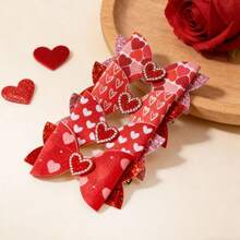 2个心形水晶蝴蝶结发夹 - 闪亮心形亮片装饰发夹，适合情人节、女友装扮、作为礼物发饰 - 彩色 - 查看 2