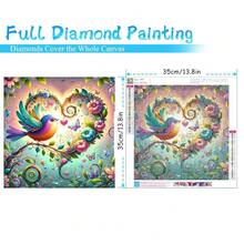 MRMIOOM 5D Valentine's Day Diamond Art Kits For Adults, Lovebirds Diamond Painting Kit For Beginners, DIY Full Drill Round Diamond Art Kit For Home Wall Decor Gift 14x14inch - D012-美國 - 查看 3