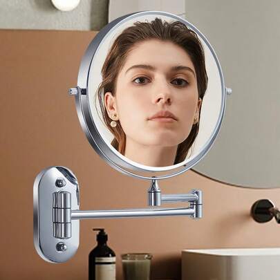 8-Inch Wall Mounted Makeup Mirror, 10X Magnification, Plated High Definition Silver Beauty Mirror With Thick Base