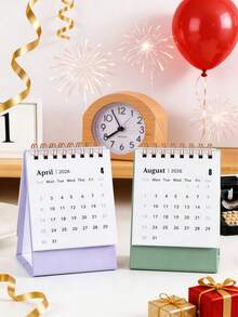 2026 Minimalist Compact Desk Calendar, Portable Solid Color Desktop Decor, Mini Calendar, Back To School, Study Supplies, School And Office Desk Decoration, Ideal For Home And Office Organization, Paper Material, Monthly Layout, Monthly Planner | Durable Wall Calendar, Home Calendar Gift For Friends, Back To School Season - Multicolor - View 18