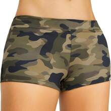 Cut Low Rise Booty Shorts - Spandex Active Dance Yoga Workout Fitness Shorts WomenA Valentine's Day KV0K - 綠色迷彩 - 查看 7