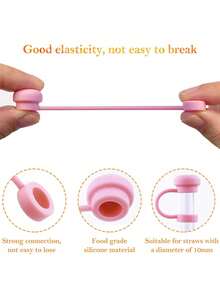 12个装可重复使用硅胶吸管盖，适用于各种杯子，防漏、防溅、防尘，开学必备 - 彩色 - 查看 5