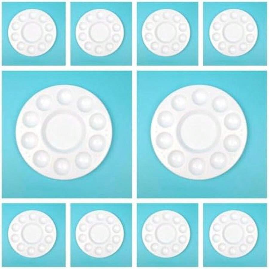 Rackii 10pcs Plastic Paint Palette Trays - Reusable Artist Palettes For Oil, Acrylic & Watercolor Painting, Perfect Paint Holder Trays For Studios, Classes & Birthday Painting Parties - / - View 1