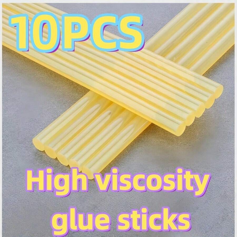 10pcs 11mm*270mm Car Dent Repair Tool, Paintless Dent Removal Hot Melt Glue Sticks, High Viscosity Fast Drying, All-Purpose Adhesive Glue Sticks - Yellow - View 1