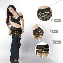 1 Set Belly Dance Waist Chain - Metal Mesh Bodysuit With Bells, Bohemian Dance Costume, Suitable For Dance Performances, Belly Dancing And Costume Parties - Multicolor - View 3