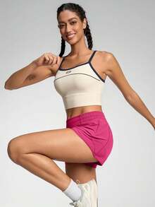 Women's Athletic Shorts Gym Workout Shorts 25 Quick-Dry Lightweight Running Short With High Waisted Zip PocketsA Valentine's Day NXTQ - 玫紅色 - 查看 2