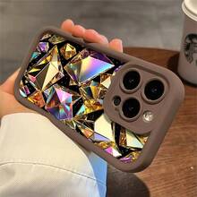 1pcs Luxury Geometric Diamond Pattern Phone Case Suitable For Apple Phone 13 12 11 14 15 16Pro 17 PRO MAX X XSMAX Galaxy S22 S23 S24 S25 Ultra A13 A14 A15 A16 A34 A35 A36 A52 Antidrop Phone Case Shock Proof Vintage Light Luxury Style Stunning Elegant Can Be Given To Friends Can Be Given To A Lover - Brown - View 3