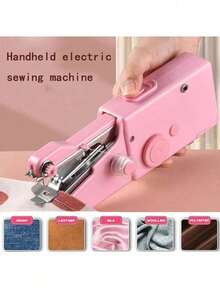 Máquina de coser portátil de mano, apta para coser eléctrica y manualmente, ideal para manualidades, confección de prendas y viajes (alimentada por batería (baterías no incluidas), color de accesorios aleatorio) - Multicolor - Ver 1