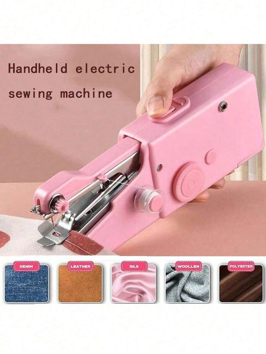 Máquina de coser portátil de mano, apta para coser eléctrica y manualmente, ideal para manualidades, confección de prendas y viajes (alimentada por batería (baterías no incluidas), color de accesorios aleatorio) - Multicolor - Ver 1