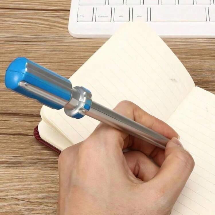 五件套五金工具笔套装，包含扳手、锤子、螺丝刀和黑色墨水，独特的返校礼物 - 彩色 - 查看 5