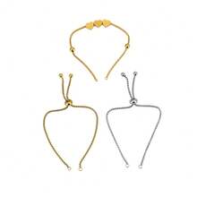 Ahknormailcui 2pcs Stainless Steel Heart Beading Decorate Roller Bracelet Chain With Positioning Bead For Making Bracelets Layered Bracelets Valentine's Day Gift,18K Gold Plated Adjustable BL Cable Chain For DIY Jewelry Making Extension Chains - Bracelet - View 1