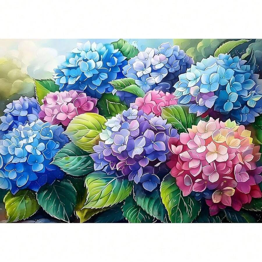 EMIEAUFG Hydrangea Diamond Art Kits For Adults, Hydrangea Flower Diamond Painting Kit For And Beginners, 5D Round Full Drill Craft, Home Wall Decor 12\ X 16\ - SR72 - 查看 1