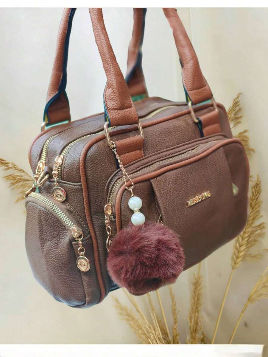 Women's Travel Bag, Lightweight, Small, With Multiple Pockets, Portable, Messenger Style, Large Capacity, For Daily Commutes, Bowling. - 咖啡棕 - 查看 1