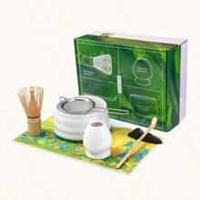 7PCS Traditional Japanese Matcha Set: Includes Ceramic Bowl, Cloth, Spoon, Tea Whisk Stand, Strainer, Tea Whisk, Perfect Gift For Ceremony - Multicolor - View 2