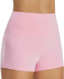 Cut Low Rise Booty Shorts - Spandex Active Dance Yoga Workout Fitness Shorts WomenA Valentine's Day KV0K - 粉紅色(高腰) - 查看 7