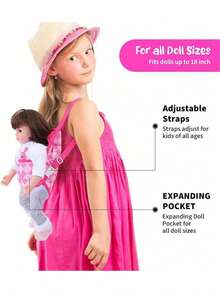 Ibasenice 18 Bolso Delantero Y Trasero De MuñEca Accesorios Para MuñEcas Juguete De La MuñEca PortabebéS Delantero Portadora De MuñEcas Rosa Tirantes Bebe NiñO Estuche De Transporte Correa - Rosa - Ver 8