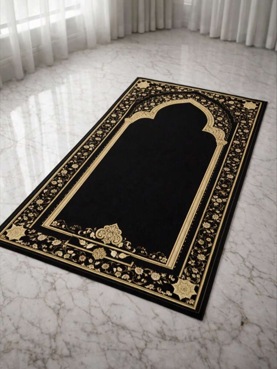 Hot-Selling Item: Portable Prayer Mat - Size 43*30 Inches, 100% Polyester Material, Machine Washable, Suitable For Indoor/Outdoor Use, Ideal For Pilgrimage, Home, Office And Mosque - Exquisite Geometric Pattern Design, Durable