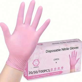 4/20/50/100pcs Disposable Nitrile Light Pink Gloves - Suitable For Kitchen Cleaning, Dishwashing, Beauty Salon, Hair Dyeing, Pet Bathing - Ideal For Cleaning And Food Handling, For Professional And Home Use (No Box Packaging)