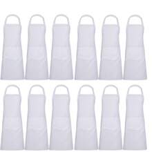 1件/3件/6件/12件装男女通用黑色围裙，可机洗 - 白色 - 查看 8