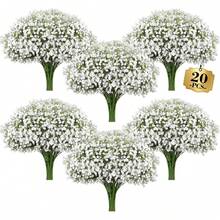 20支星空仿真花带茎 - 手工逼真仿真花束，适用于家居、户外、花园装饰，高品质抗氧化散装花束带茎，质感逼真，适用于家居、办公室装饰、插花、户外花园装饰、婚礼、生日、新娘礼物、派对装饰、DIY花束配件 - 白色 - 查看 1