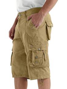 Cargo Shorts Men Casual 3/4 Pants With Pockets Long Below Knee Length Loose Fit Hiking WorkA Valentine's Day MRED - 白色 - 查看 5