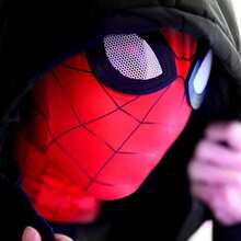 1pc Official Licensed Spider-Man Miles Morales Spider-Man Cosplay Mask, Durable Polyester Material, Perfect For Halloween, Roleplay, Holidays - Great Gift For Men - Multicolor - View 4