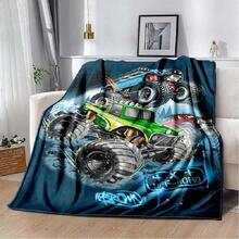 3D Monster Jam Monster Truck Cartoon Blanket Flannel Soft Throw Blanket Bedroom Sofa Bed Warm Throw Blanket Picnic Blanket14.Jpg - trắng - Xem 1