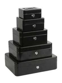 1pc Medium Steel Lockable Money Box With Coin Tray, Random Single Or Dual Slot Delivery - Black - View 1