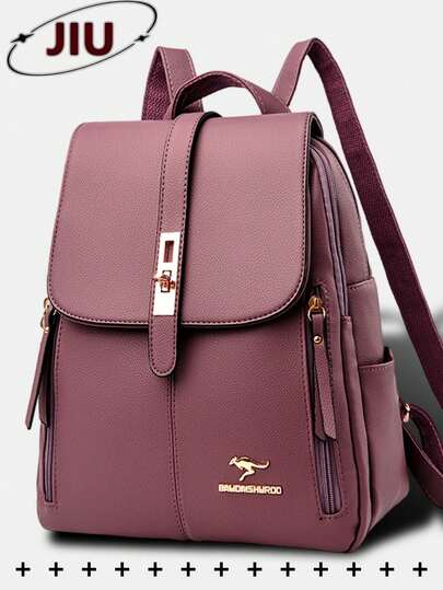 Anti-Theft PU Leather Backpack, Multifunctional Fashion Everyday Bag, Multi-Pocket Lightweight Travel Bag, Large Capacity Minimalist Backpack, Convenient Backpack, Suitable For Students, Nurses, Teachers, Business Professionals, Travel, Commuting, Shopping, Office, Dating, Hiking, Training, Work, Birthday Gift, Holiday Gift , Purple