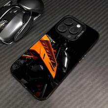 Orange KTM  390 motorcycle on a black background. This stylish phone case is compatible with 17,16, 15, 14 Pro Max, 13, 12, 11, XR, and XS Plus models. Made of TPU silicone, it offers shock and drop protection and a superior feel. It's an ideal gift for family, friends, and loved ones, and a perfect choice for valentines day,phone case, case, 17 pro case, 17 pro max case,phone cases, 16 case, 17 case, 15 case, 17 pro max,phone case  15 - Negro - Ver 3