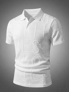 男士夏季时尚提花简约百搭Polo领T恤 - 白色 - 查看 2