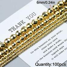 30/50/100/200/300颗水镀圆形切割珠子，钻孔刻面珠子，手工DIY首饰制作材料，手工串珠，赤铁矿，项链散珠 - diy - 查看 29