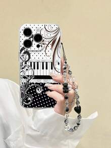 Music Painted Perforated Transparent Painted Minimalist Bracelet Strap Shockproof Phone Case Compatible With IPhone 17/17 Pro/17 Pro Max/16/11/16 Pro/16 Plus/16 Pro Max/16E/15 Pro Max/13/14/12/XS/XR/7G/8P, Compatible With Samsung Galaxy S25/S25 Plus/S25 Ultra/A16/A36/A26/A56/A50/A12/A32 - Multicolor - View 3