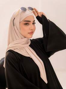 1 pieza Hijab triangular instantáneo, pañuelo de cabeza todo en uno para atar. Envoltura rápida, antideslizante. Sin gorro interior, sin doblar. Adecuado para uso diario, oración y salidas - Hiyab triangular - Ver 2