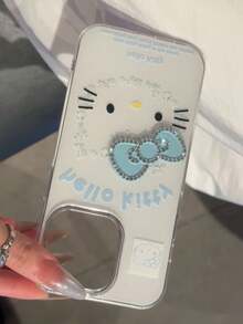 Sanrio 三丽鸥新款花卉Hello Kitty 3D蝴蝶结蓝色手机壳，兼容 17 Pro Max/16 Pro/15/14/13，可爱时尚小众高端卡通手机壳 - 彩色 - 查看 3